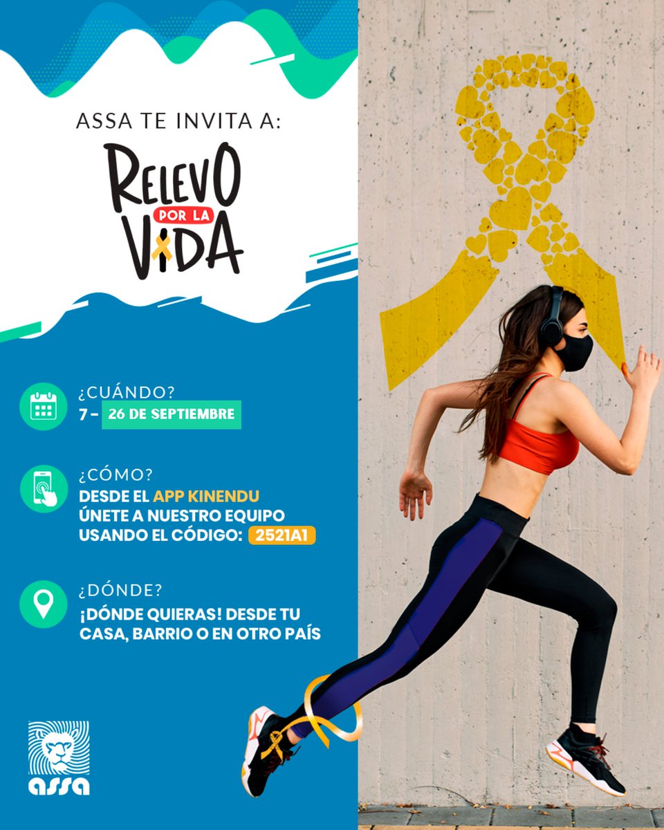 Inscríbete en relevo por la vida de fanlyc, únete a nuestro equipo ASSA con el código 2521A1 y suma km de amor #relevoporlavida #todossomosuno