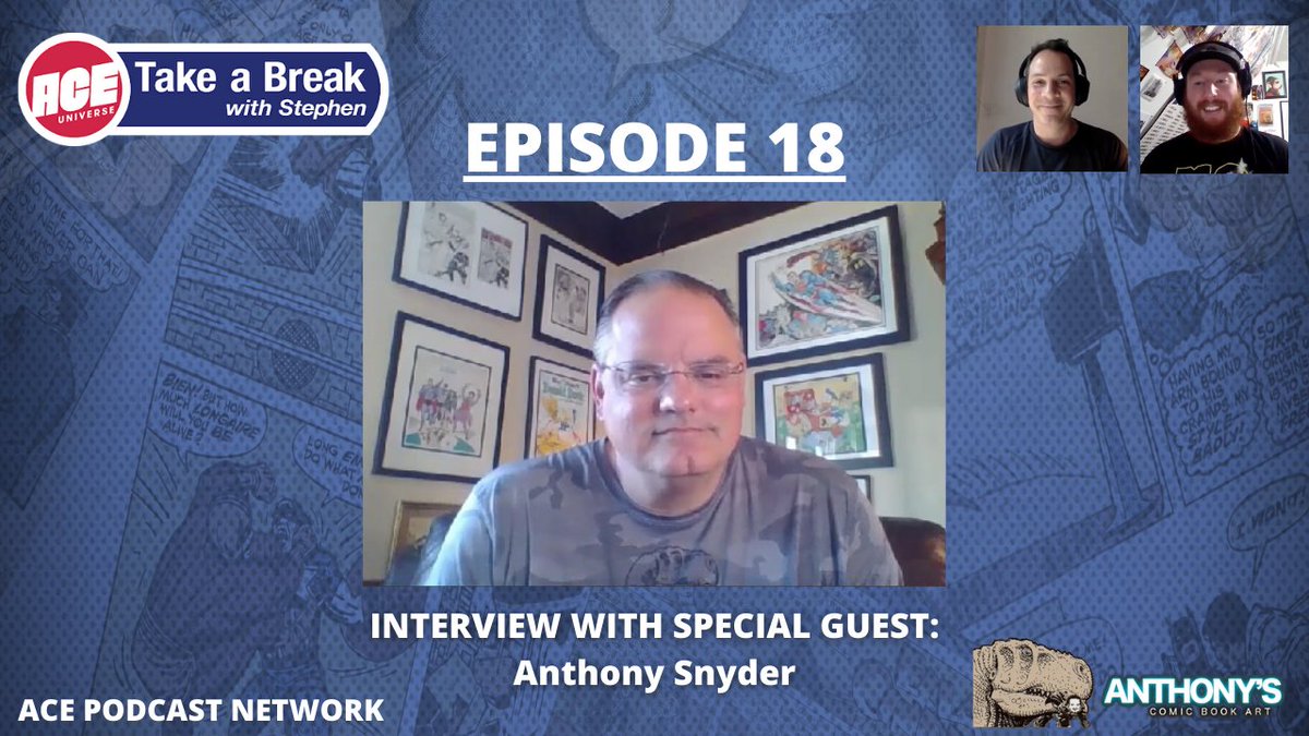 takeabreak_pod's tweet photo. Episode 18 of "Take a Break with Stephen" is available now! 🎙

Special guest Anthony Snyder of Anthony's Comic Book Art joins Stephen and Alex on this week's episode to talk comic books, personal collections and more!

Watch on YouTube: https://t.co/fcvBGqo6Af https://t.co/OGh1zkpEPL