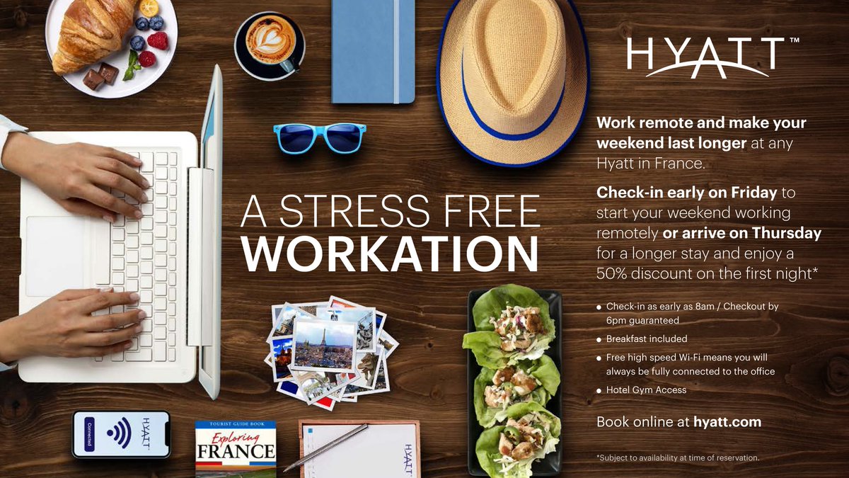 What would you say about enjoying the #weekend earlier in one of our #Hyatt #hotels in France? With the special offer code WEEKN, check-in early on Friday or arrive on Thursday evening and enjoy 50% discount on the first night. Book online > bit.ly/3012QdY #travel