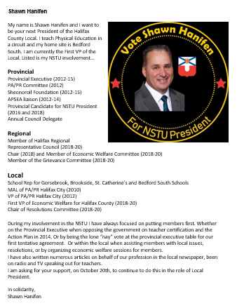 CrystalIsert's tweet image. Here are your Local President Candidates, @hclocalnstu!  Election is by universal suffrage (all County NSTU members vote) on Tuesday, October 20, 2020.  #nstu #vote