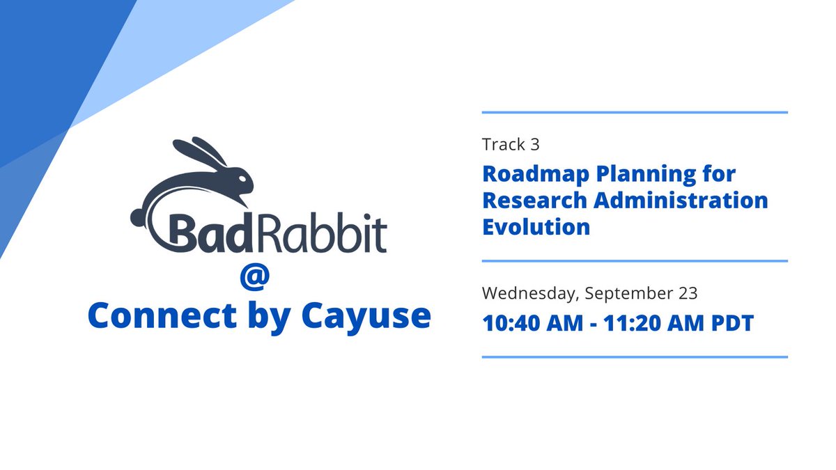 badrabbittech's tweet photo. It's #connectbycayuse day two! This morning at 10:20am PDT, you can join our VP of Business Development Peggy Meyer for a session on roadmap planning for #resadmin. See you soon! https://t.co/bipw2VOX1J