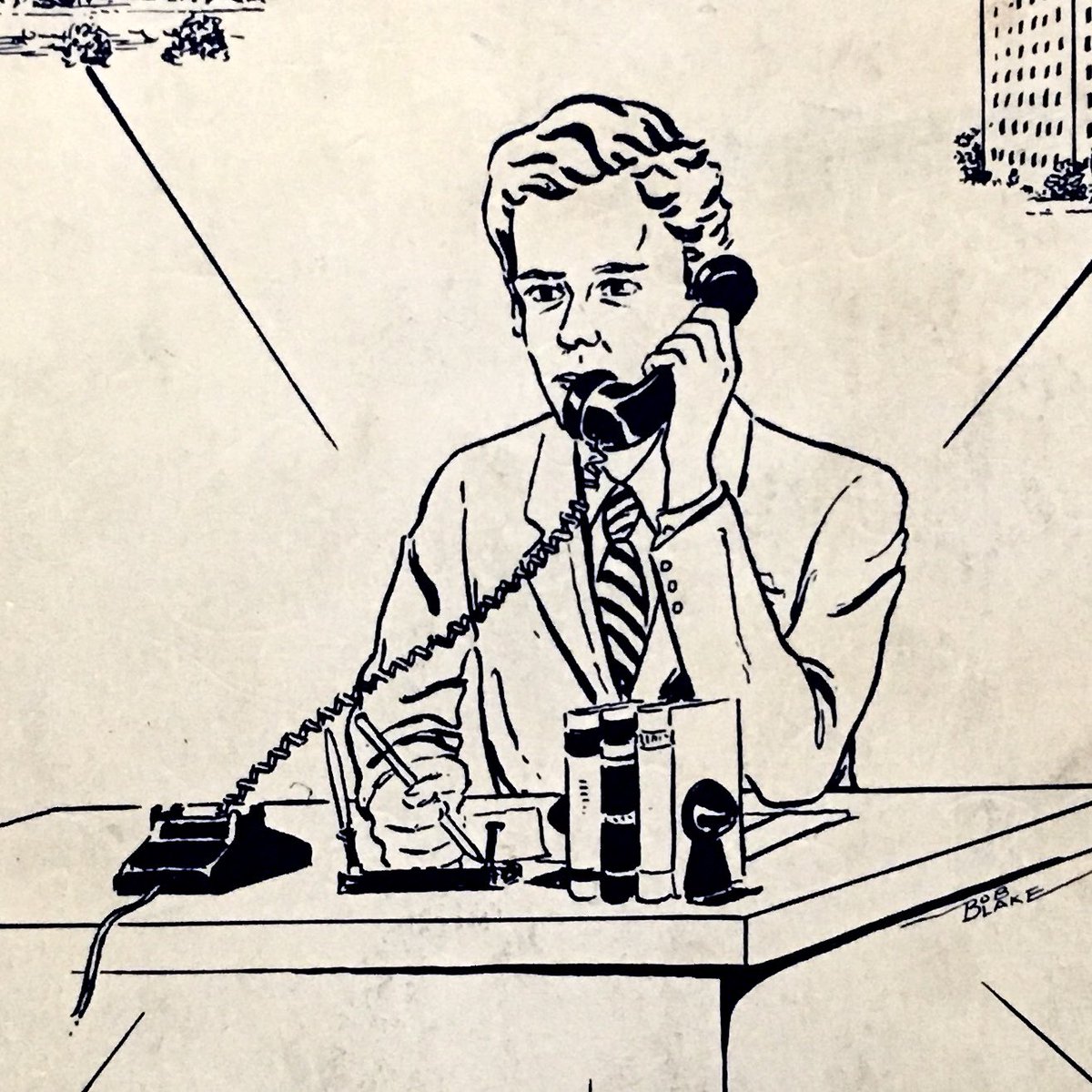 This preposterous drawing gives me joy. Look at the tiny phone! The hand!