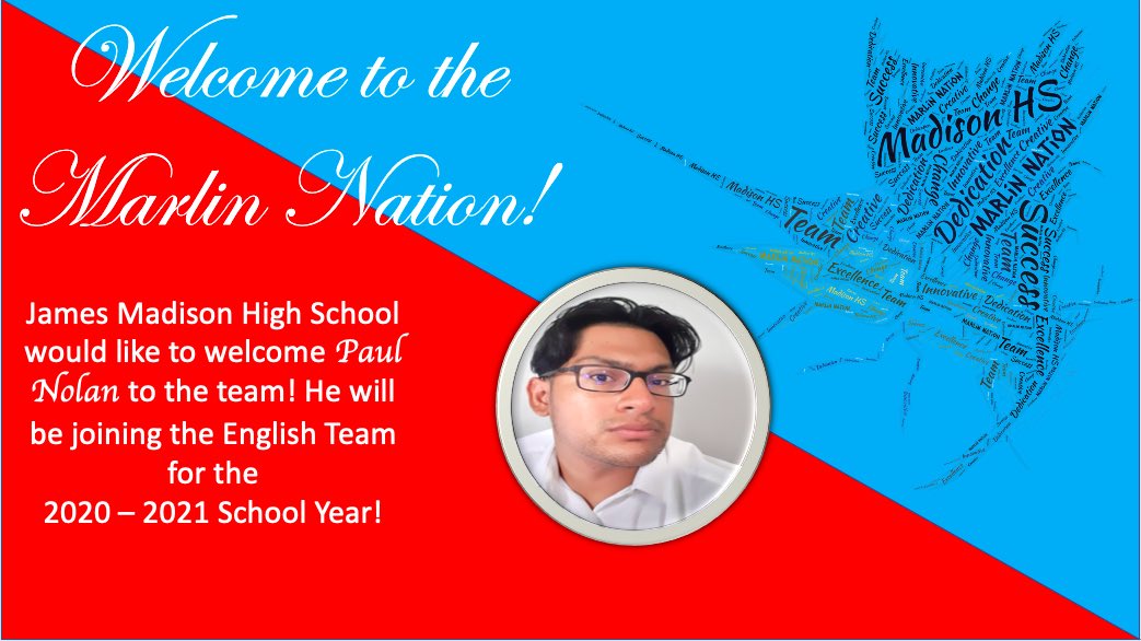 MadisonEla's tweet photo. Please welcome Mr. Nolan to Marlin Nation! He will be teaching our ESOL classes this year! https://t.co/iSyDvJT58n