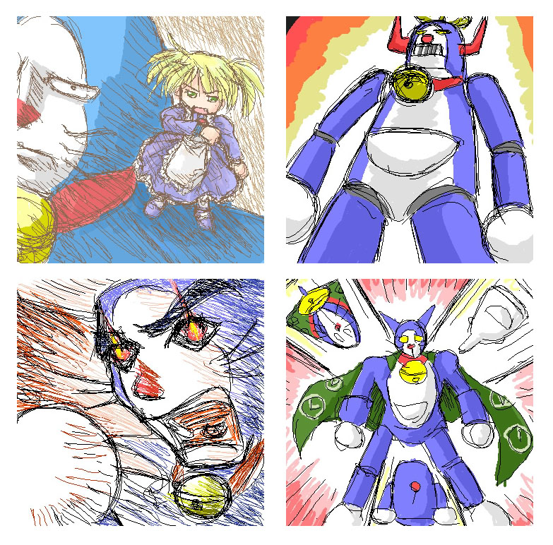#なぜ描いたかわからないイラスト晒せ
一応時系列。4枚目は20年くらい前のやつ。 