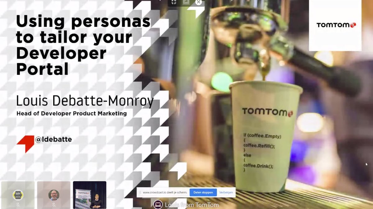 APItheDocs's tweet image. And now @ldebatte from @TomTomDevs explains how to tailor your #developerportal for different personas. #APItheDocs #APItheDocsVirtual