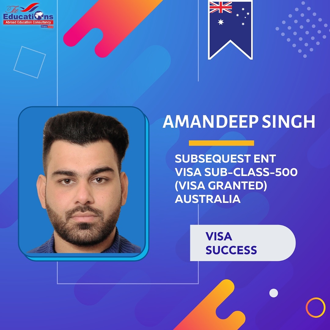 Another #visasuccess Story by The Educations. Congratulations to Amandeep Singh for getting Australia Visa. We wish you all the best for your future. 💯
Get right guidance related to study visa with us. DM us for queries/details. 💌

#studyvisa #studyvisauk #studyvisaaustralia