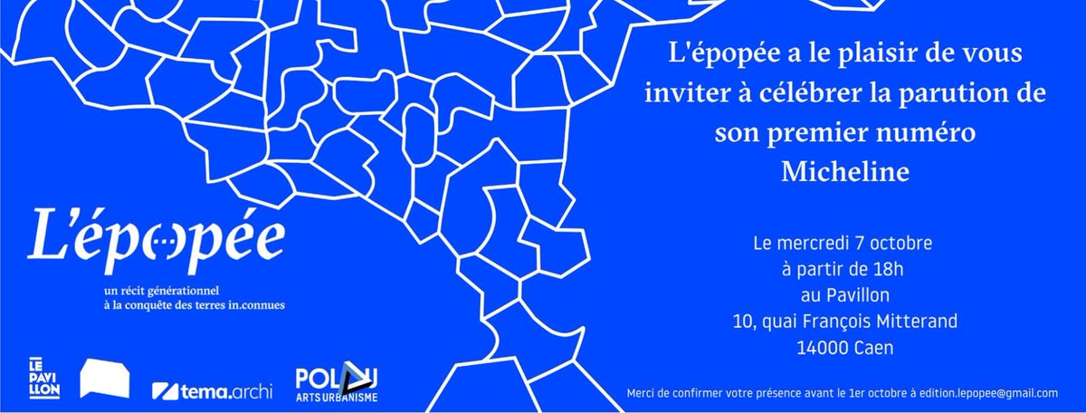 Nous vous invitons le 7 octobre, à partir de 18h au @LePavillonCaen au #lancement du premier numéro de L’épopée - Micheline.                    
Vous êtes chaleureusement conviés à découvrir en avant-première une vie et ses frontières en version papier, sonore et gustative !