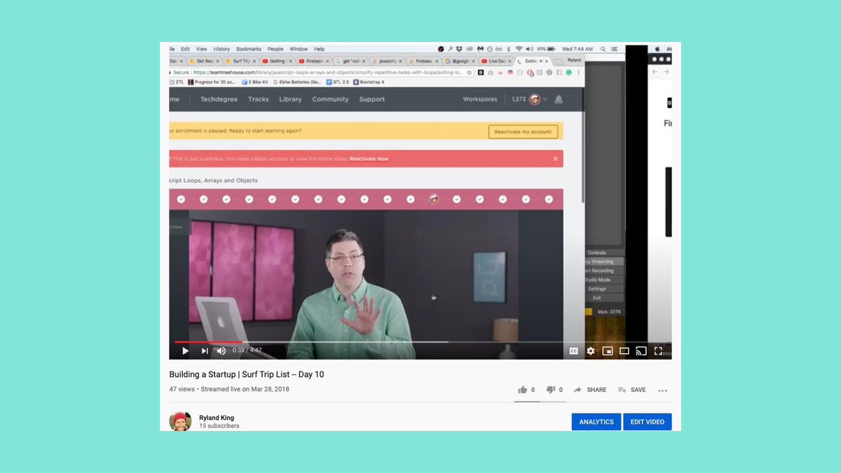 I did this for 3-4 days.Then I began to get massively stuck.So I asked a friend.She told me to learn HTML, CSS, Bootstrap, Javascript and Jquery in that order.And to do it using  @ryancarson's  @treehouse courses.So that's what I did.