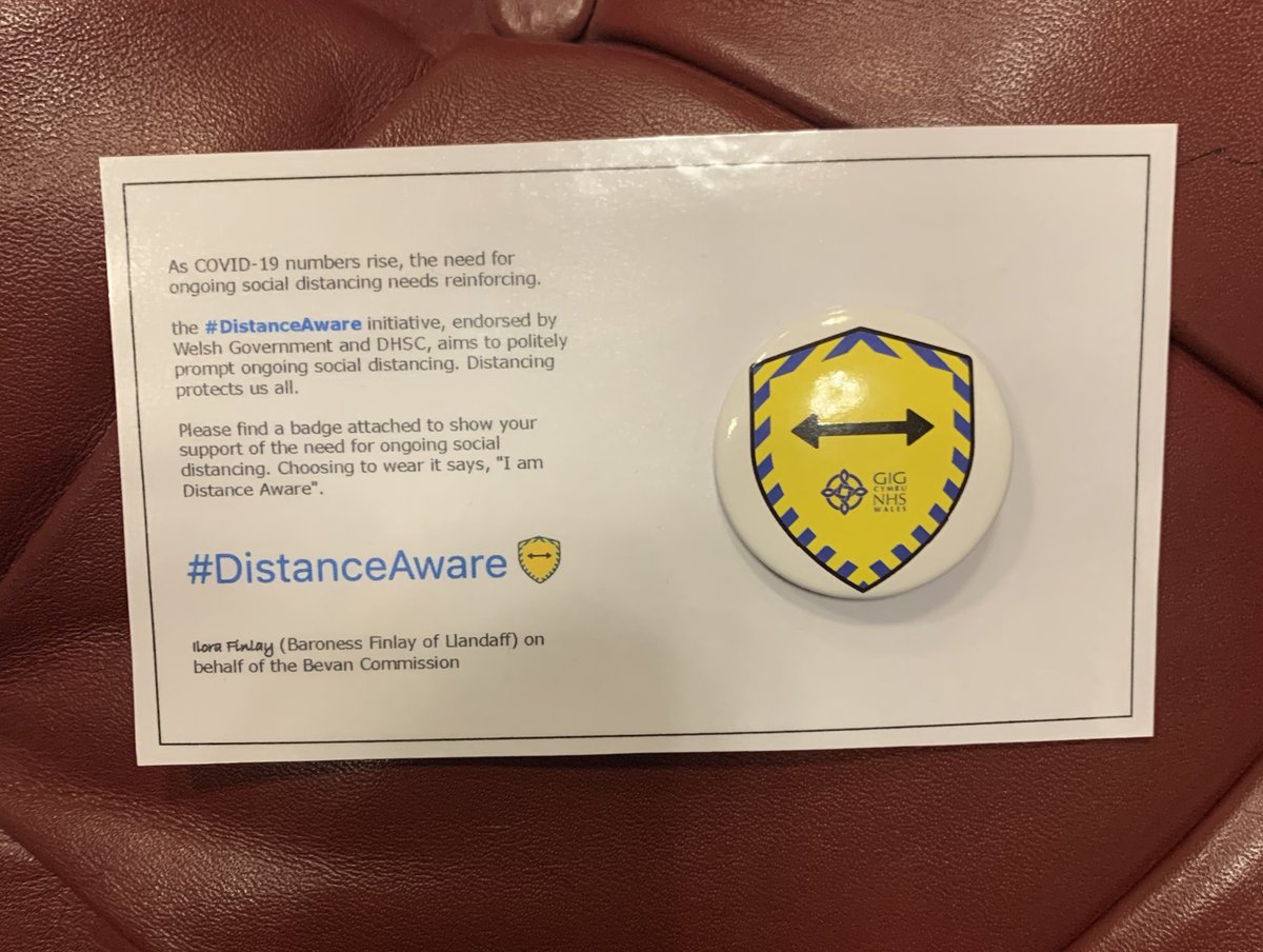 JimBethell's tweet photo. Thrilled to be given a #distanceaware badge which is particularly for those shielding, but for anyone who is supporting best practices. Thank you. https://t.co/EgPiyl3njT