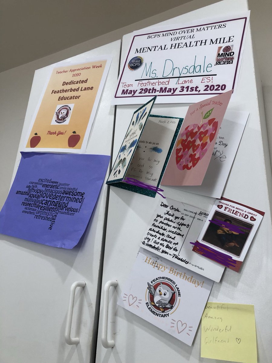 My team, my admin, my students. What’s keeping my afloat right now. Make a wall of appreciation wherever you can. It really makes a difference when you need a pick me up. You deserve it!! 💜#TeachersWorkHard #TryYourBest #OneDayAtATime