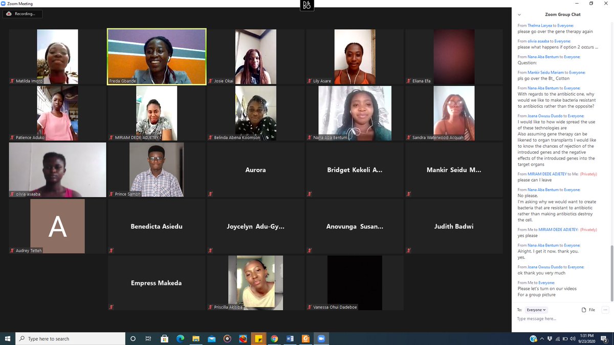 BGapgh's tweet photo. In todays virtual training class, our trainees were taken through the various steps of making recombinant DNA molecules.
The training focused on insulin production and gene therapy as applications of recombinant DNA technology.
#GIB #GirlPower #GirlsinBiotech #GirlsinTech https://t.co/Rfb0JN6qiF