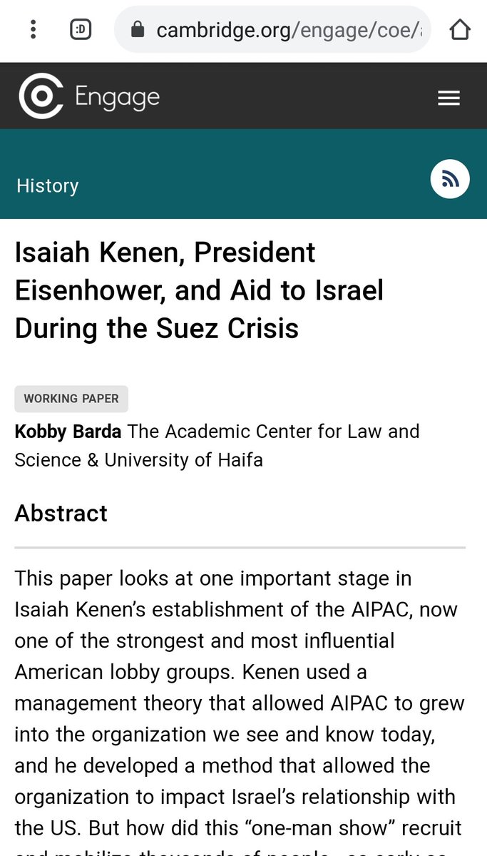 key_trump's tweet photo. The article I wrote about the role of si. Kenen (founder of AIPAC) and his historical role, in creating a maneuvering space for Ben-Gurion vis-à-vis President Eisenhower, during the Suez crisis, was received as an preprint article in the Cambridge engage
https://t.co/kTsMpZrGmB https://t.co/8ZocLBJ1Nk