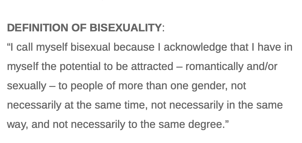 But first, what do I mean by bisexual?*My favourite definition comes from the legendary bi activist  @robynochs, who writes...*by the way, can you think of many other sexual orientations where this kind of explanation would be necessary?