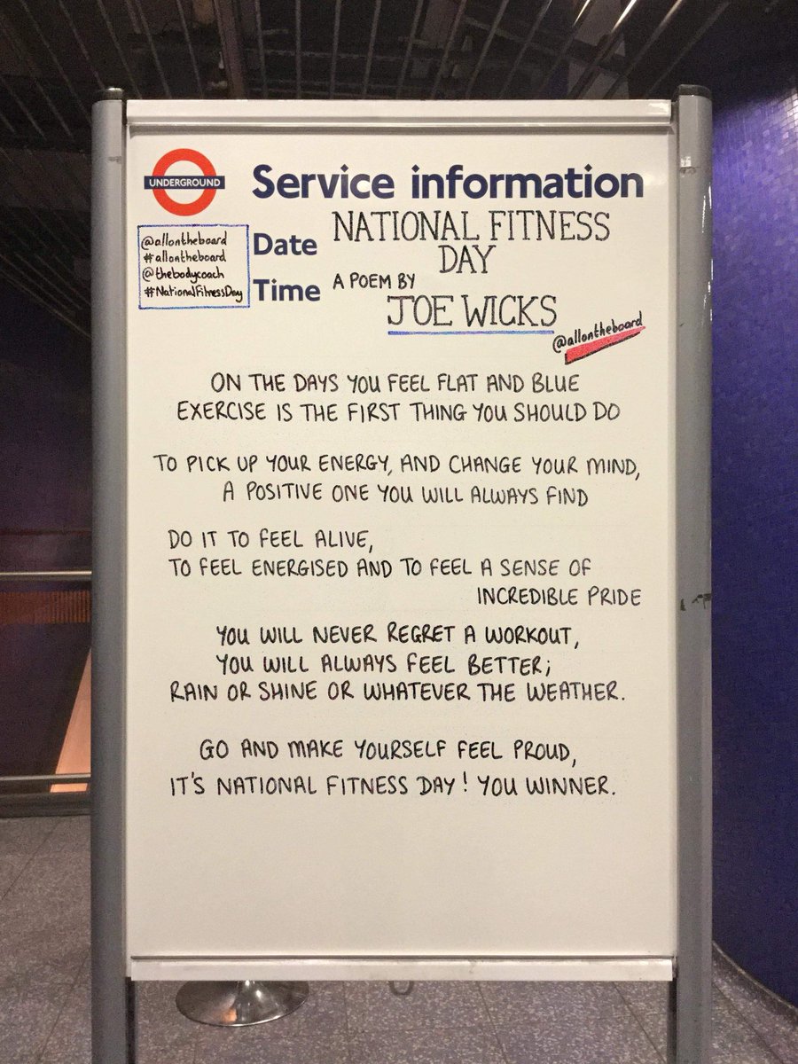 It’s National Fitness Day so here’s a poem written by the legend himself, Joe Wicks, @thebodycoach.
@allontheboard
.
.
#NationalFitnessDay #JoeWicks #TheBodyCoach #allontheboard #fitness #fitnessMotivation #WednesdayWisdom  #FitnessDay #Fitness2Me