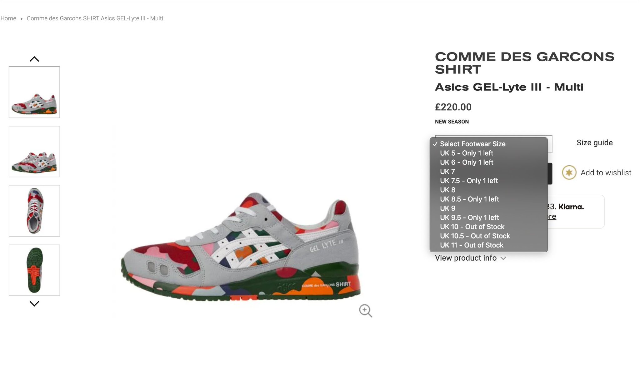 comme des garcons klarna