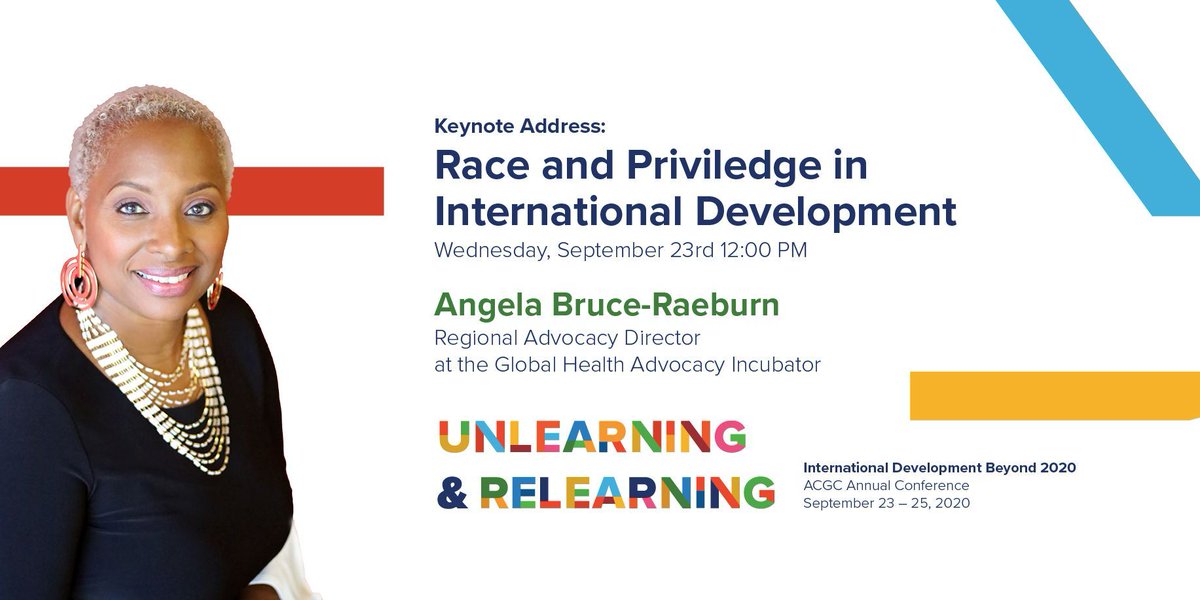 ACGCNow's tweet photo. We're kicking off our #ACGCrelearn conference with keynote speaker @AngelaBruceRaeb in 30 minutes! Learn more about the issues of systemic racism within international development, racial power dynamics, and how to address diversity and inclusion imbalances in a meaningful way. https://t.co/gNvkYzi8rw