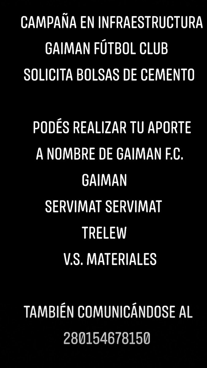 Esperamos tu colaboración, todo aporte suma para que podamos lograr los proyectos de ampliación en vestuarios y baños en la Villa Deportiva.