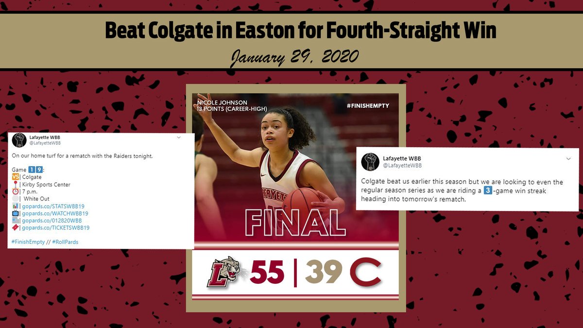 LafayetteWBB's tweet image. After suffering a 21-point loss to the Raiders two weeks earlier, a bounce back win at home 𝙽𝙴𝚅𝙴𝚁 𝙵𝙴𝙻𝚃 𝙱𝙴𝚃𝚃𝙴𝚁!

Our [#7] #FlashbackMoment goes to...