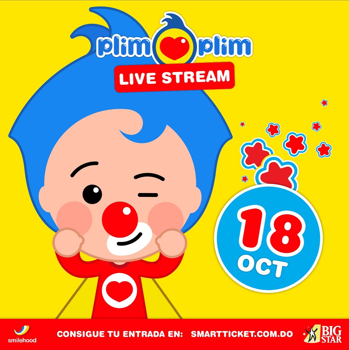 bigstarsd's tweet photo. ¨Plim Plim en vivo¨ live show en streaming con el protagonista de la afamada serie “El Payaso Plim Plim” un show ágil, divertido e interactivo para el disfrute de los más pequeños de la casa. 

🌟 Para adquirir tus tickets ingresa al link en la bio. 
#plimplim #BigStar https://t.co/u5hunp2uJR