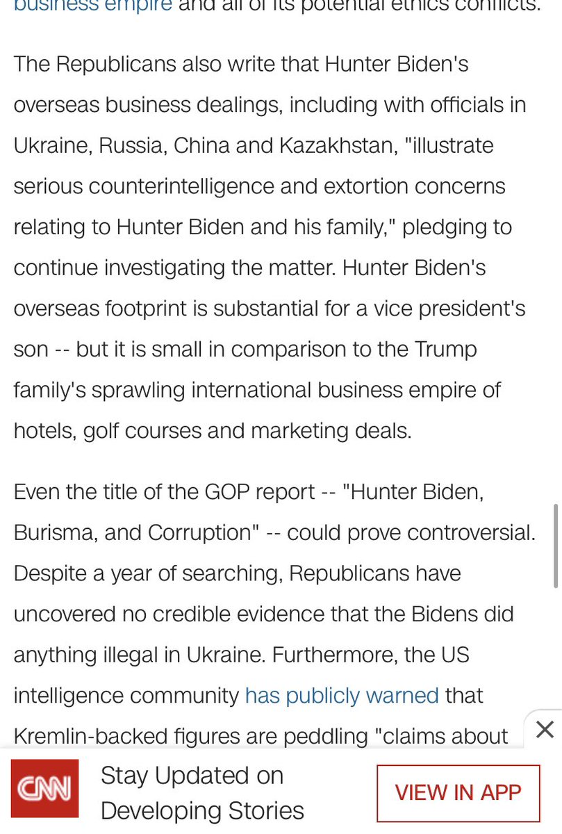 My personal favorite was CNN which did not specify what Hunter’s business dealings were in Russia and China but did let you know that orange man is still bad