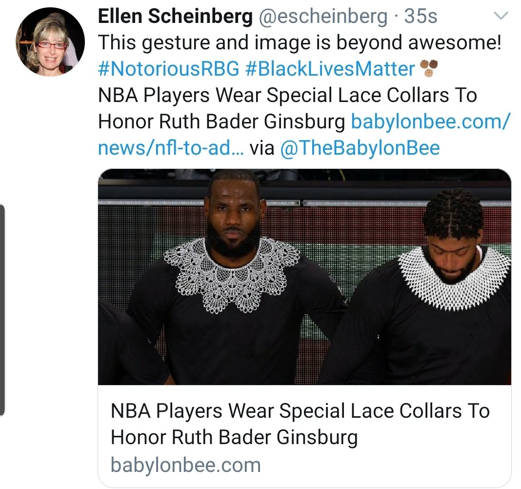 Libs unironically sharing the  @TheBabylonBee article about NBA players wearing lace collars is pretty funny