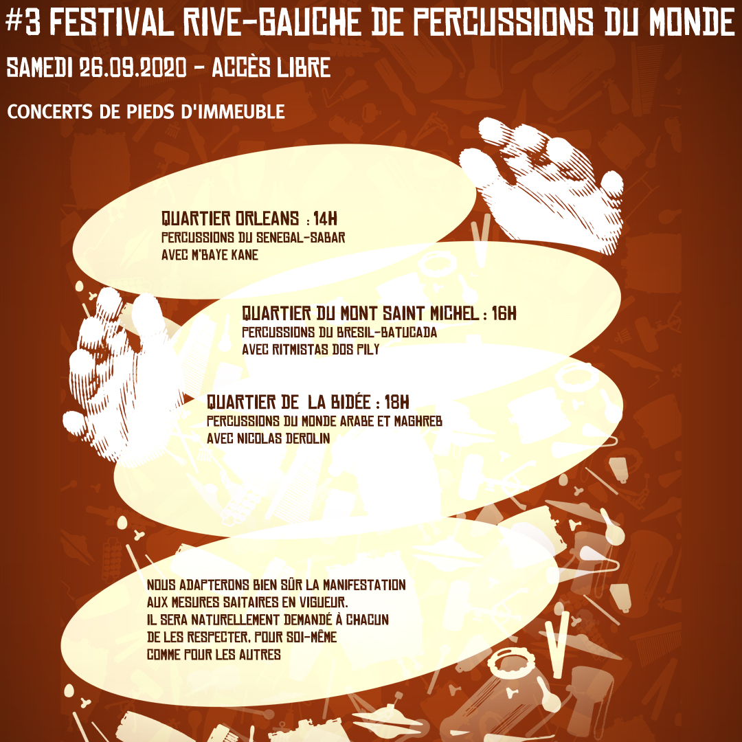 MSVChalons's tweet image. Compte tenu de la situation sanitaire liée à la crise covid-19, le 3ème festival de Percussion du Monde aura bien lieu avec un programme adapté.
Les ateliers d'initiation percussions sont remplacés par les concerts initialement programmé en soirée à destination des habitants.