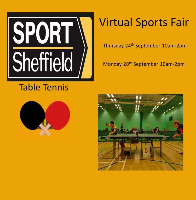 Are you interested in Table Tennis?

Feel free to come along to the virtual sports fair and ask any questions you may have.

Follow the following link and you will find us there.
 sheffieldsu.com/virtualfairs

We look forward to seeing you there!