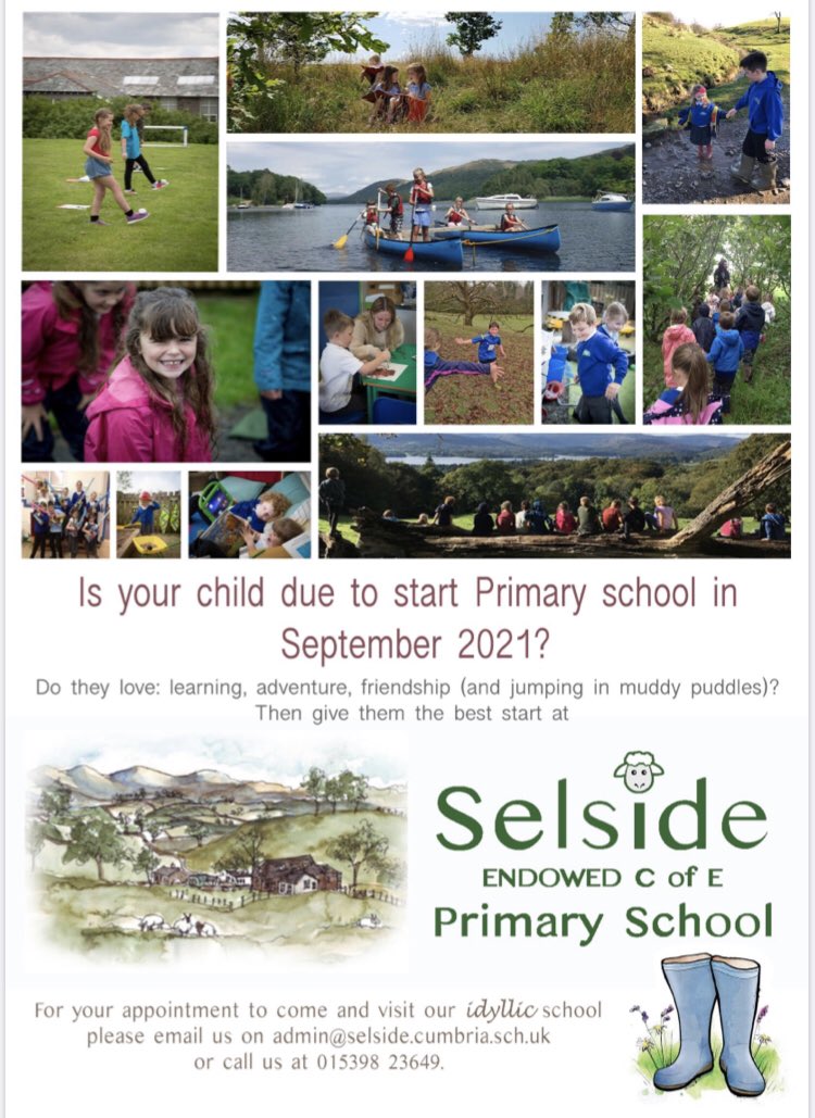 SelsideSchool's tweet photo. Is your little one due to start their learning adventure in Reception in September 2021? If so, please contact Laura in the office to arrange a visit to see for yourself what makes Selside School a special place to learn. 
#eyfs #ruralschool #reception2021 https://t.co/2h2xOxmkq9
