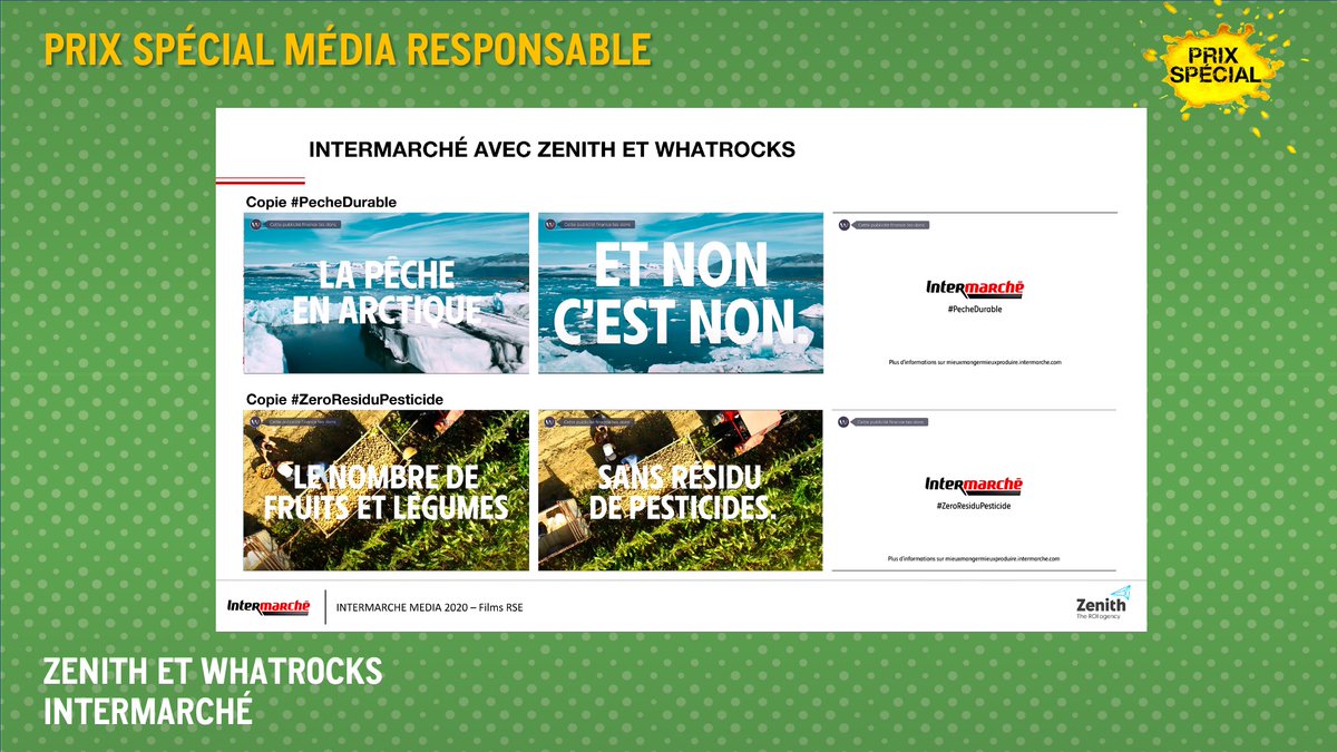 Cette année le jury a décidé d’attribué un Prix Spécial – Média Responsable qui revient à <a href="/intermarche/">Intermarché</a> pour la labélisation sociale de ses publicités digitales @WhatRocksLabel avec Zenith #gpstrat