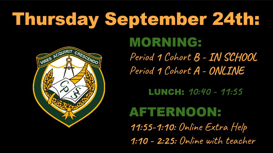 Hey Cohort B! Your turn to come to school tomorrow! See you in the morning!