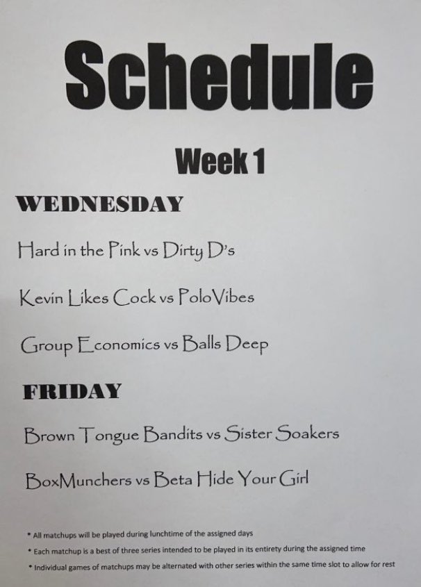 LeagueRockstar's tweet photo. Week 1 schedule... 3 big games today starting at 3 #flooshbomb #LFG https://t.co/TI9u4IyxpB