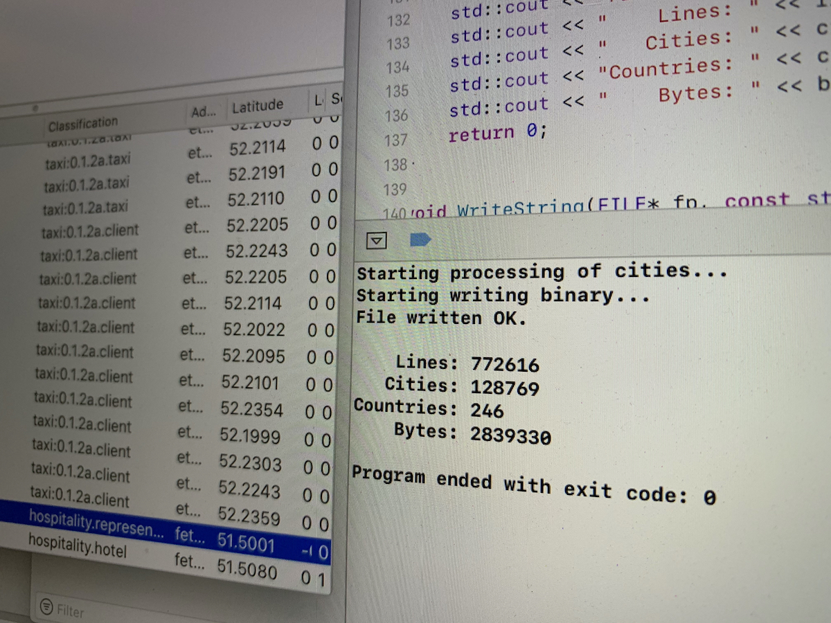 For the Fetch SOEF visualiser tool, I just reduced a 13.8MB JSON file of world city locations (128K+ of them) down to a 2.8MB binary. We waste memory like it’s free. It’s not. The entire JSON->binary conversion takes a few seconds. “stringly typed” is not a positive trend. $FET