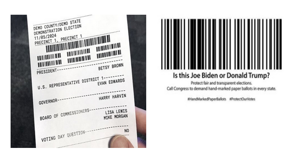 7/ At the polls, Ds should know the difference between barcode voting (marked with a touchscreen) and  #HandMarkedPaperBallots (marked by hand w/ a pen). With barcode voting, the barcode (which voters can't read) is the only part counted as your vote.