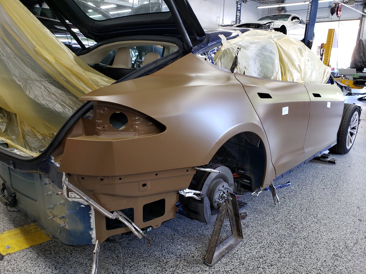 NorthStateCus's tweet photo. Another Model S restored back to pre-loss condition! #before #during #after #tesla #models #northstatecustom #northstateautobahn #certified #approved #aluminum #professionals #est1970 https://t.co/wDulu0M1UM