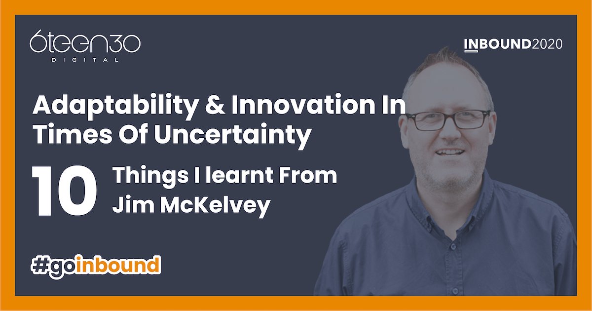 6teen30Digital's tweet photo. AWESOME #Inbound2020 session with Jim McKelvey (Co-Founder of Square) on Adaptability & Innovation in Times of Uncertainty.
Check out the 10 things I learned on my LinkedIn profile here https://t.co/j58wyO36Ch
#GrowFaster #GoInbound #GrowthEngine #Innovation #Adaptability https://t.co/p5e1EfRJkn