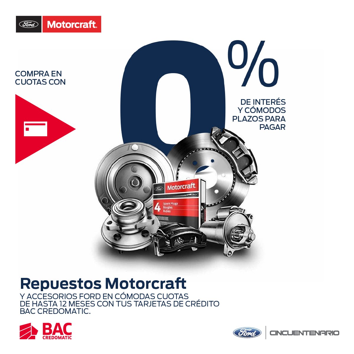 FordPanama's tweet photo. Ahora tus repuestos y accesorios Ford los pagarás en cuotas, ¡sí, en cuotas con tu tarjeta de crédito de @BacCredomaticPa ! 
Cotízanos a nuestro WhatsApp 6864-6555 y mantén tu Ford siempre Ford. #FordCincuentenario #FordPanama Para conocer más https://t.co/5OpU6ZPPPl https://t.co/t7we8KIjKU