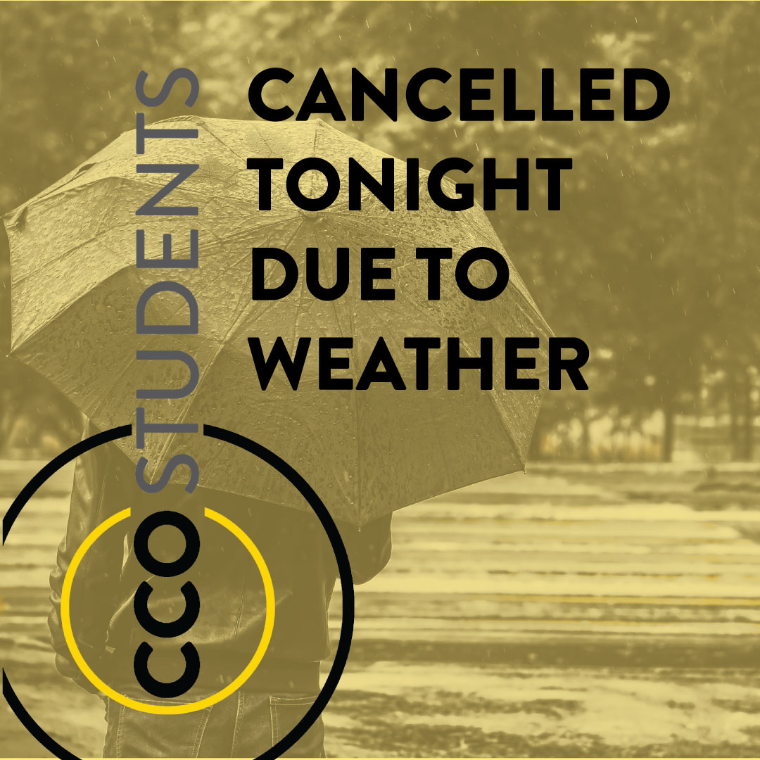 StudentsCCO's tweet photo. Rain, rain, go away...CCO Students can't meet today. We're sorry to say that we have to cancel for tonight. We just don't have enough room to safely gather indoors. We hope to see you next week! And don't forget you can also join us on Sunday at 10:15 for Intermission at LMS. https://t.co/JRVbxuiY6Z
