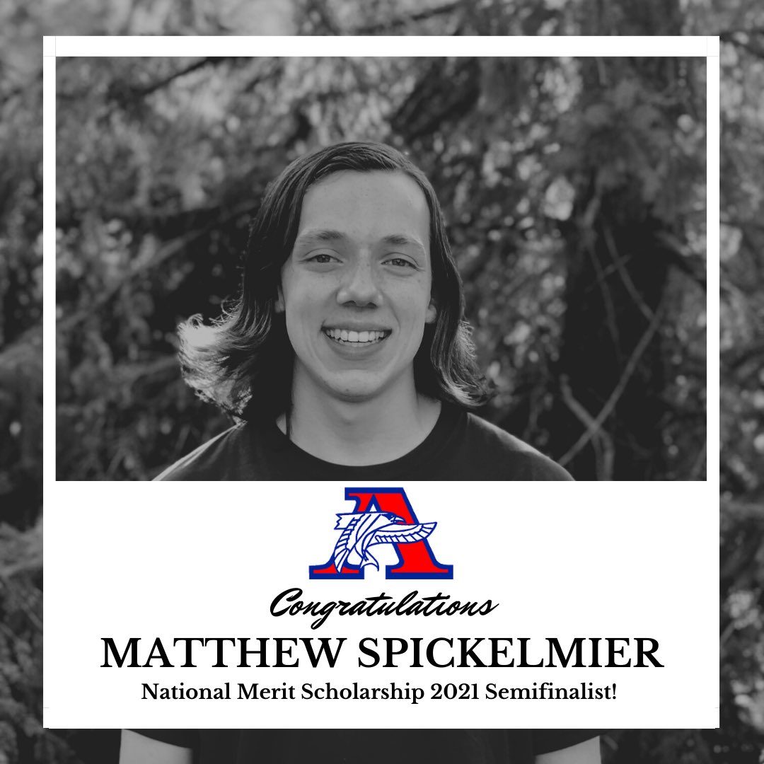 Congratulations to Matthew Spickelmier as he has been named as a semifinalist! Congratulations  to Matthew Spickelmier for being named a Semifinalist in the 2021 National Merit Scholarship Program The Armstrong Family is very proud of Matthew <a href="/ISD281/">Robbinsdale Area Schools</a> <a href="/drsburrage/">Stephanie Burrage</a> @Principal_Norby