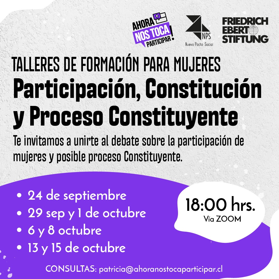 ahrnostoca's tweet photo. 📢 INSCRIPCIONES ABIERTAS | Porque #AhoraNosTocaParticipar a las #mujeres, este jueves comenzamos un nuevo Taller de Formación con enfoque de género.
👉 ¿Cuándo? 24 de septiembre, 18:00 hrs.
👉 Inscripciones en: https://t.co/5ANyhjcKft https://t.co/Zett6dc5h6