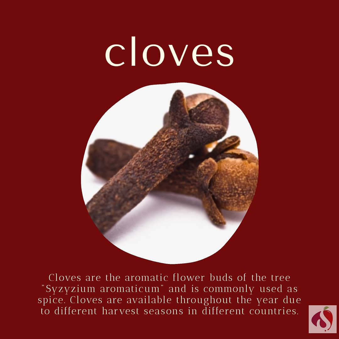 spicedrinks's tweet photo. Cloves are the aromatic flower buds of the tree "Syzyzium aromaticum" and is commonly used as spice. Cloves are available throughout the year due to different harvest seasons in different countries
#spicedrinks #spicetea #wellnesswednesday https://t.co/40KbdWLeR4