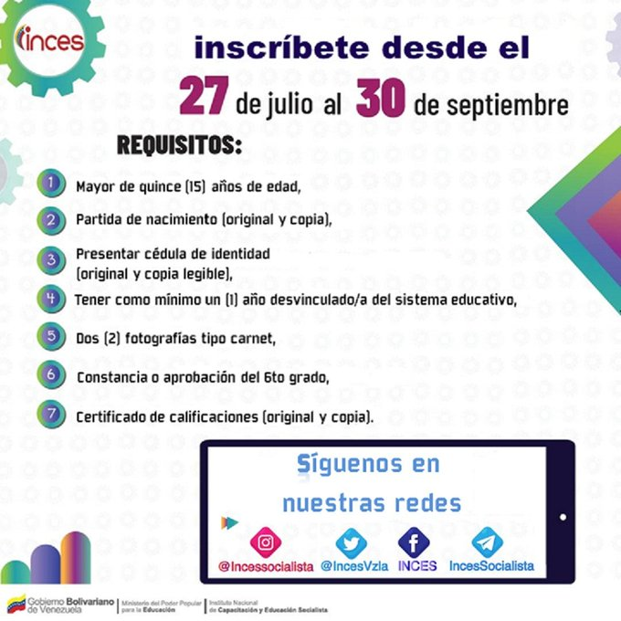 Redi_andes's tweet photo. #23SEP20|| @Redi_andes.🗣️¡𝐓𝐨𝐦𝐚 𝐍𝐨𝐭𝐚!✍️🇻🇪
Programa Bachillerato Productivo, creado para finalizar tu bachillerato con un perfil productivo.
Tienes hasta el #30Sep20, para inscribirte.
#MaduroNuestraVozEnLaONU https://t.co/VKSmRmeTjV
