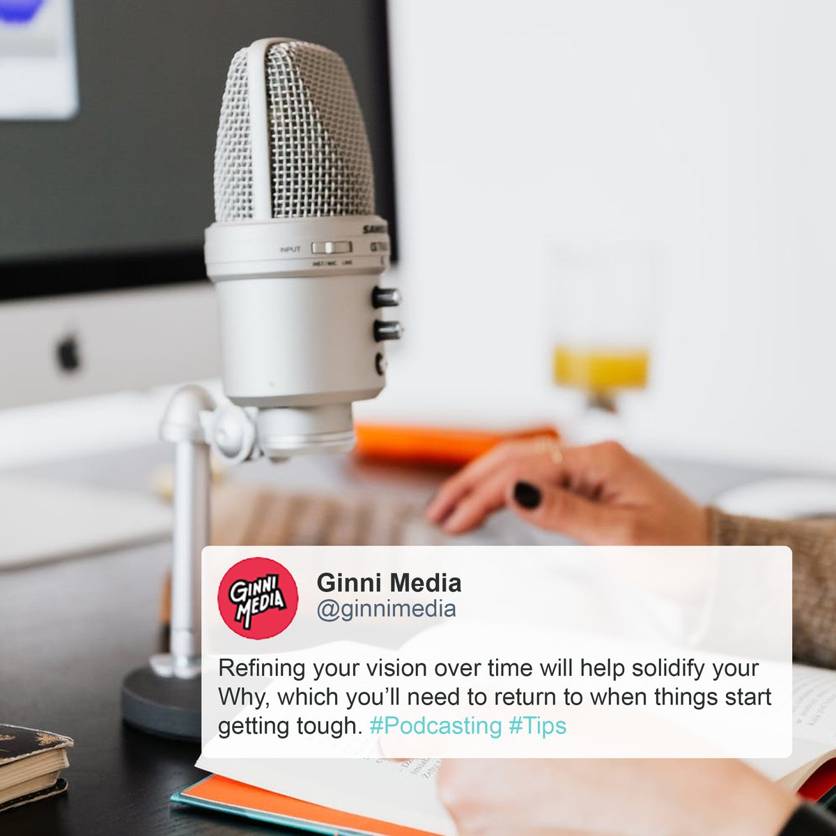 GinniMedia's tweet photo. Your podcasting goals may fluctuate and and require adjustments over time as you get your footing. This is just fine—and completely normal. https://t.co/VEbyx84Gac