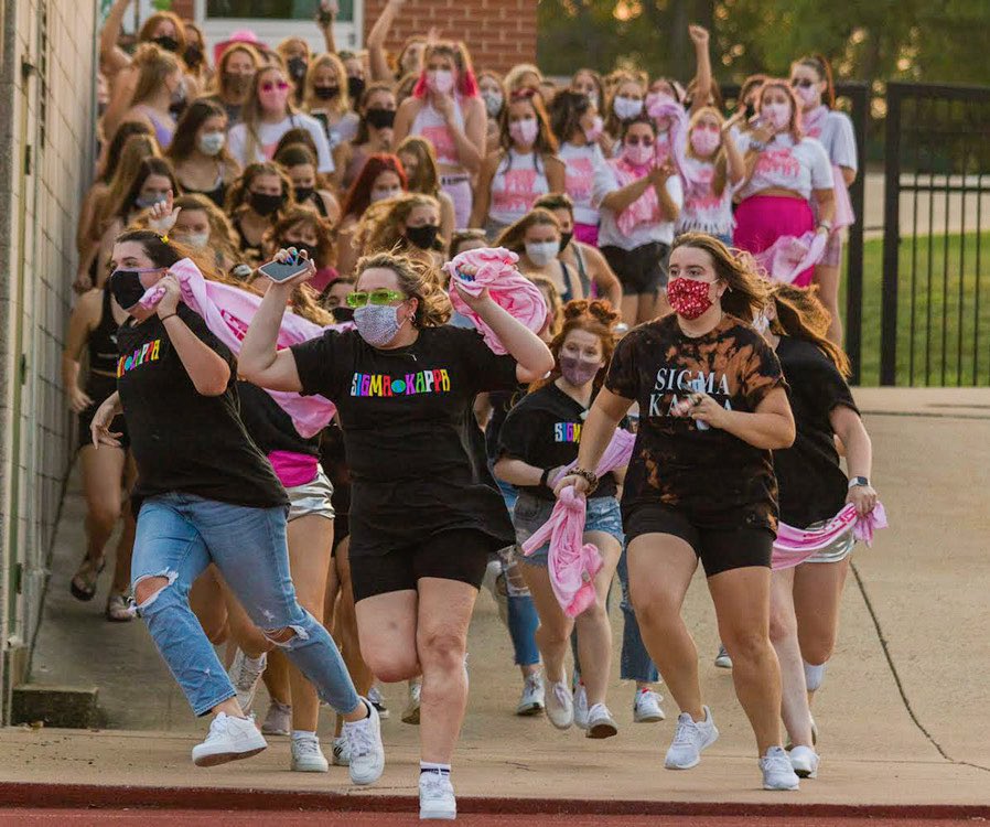 toweryearbk's tweet photo. Sorority recruitment took place virtually over September 17th - September 20th, and ended with a short in-person Bid Day celebration on Monday September 21st.

Photos taken by Tower photographers Addy Bradbury and Emily Lloyd https://t.co/qMjUGooMbL