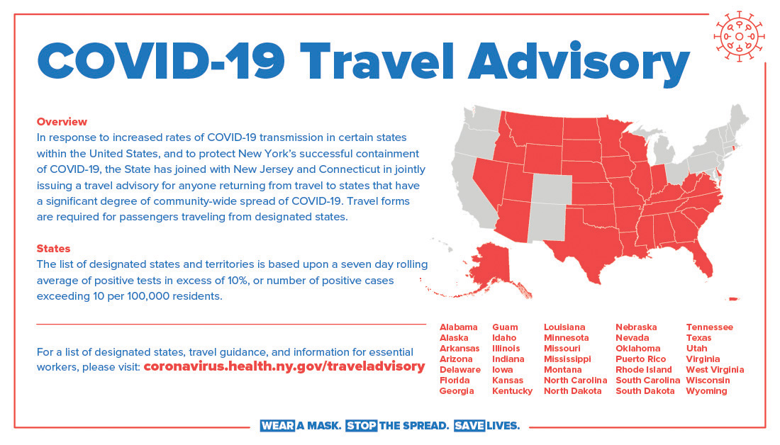 BUFAirport's tweet photo. #COVID19 Travel Reminder ⚠️ Please be advised of the incoming travel advisory, more information available here: https://t.co/SpFqmOHouG https://t.co/O8HT0qZgKB