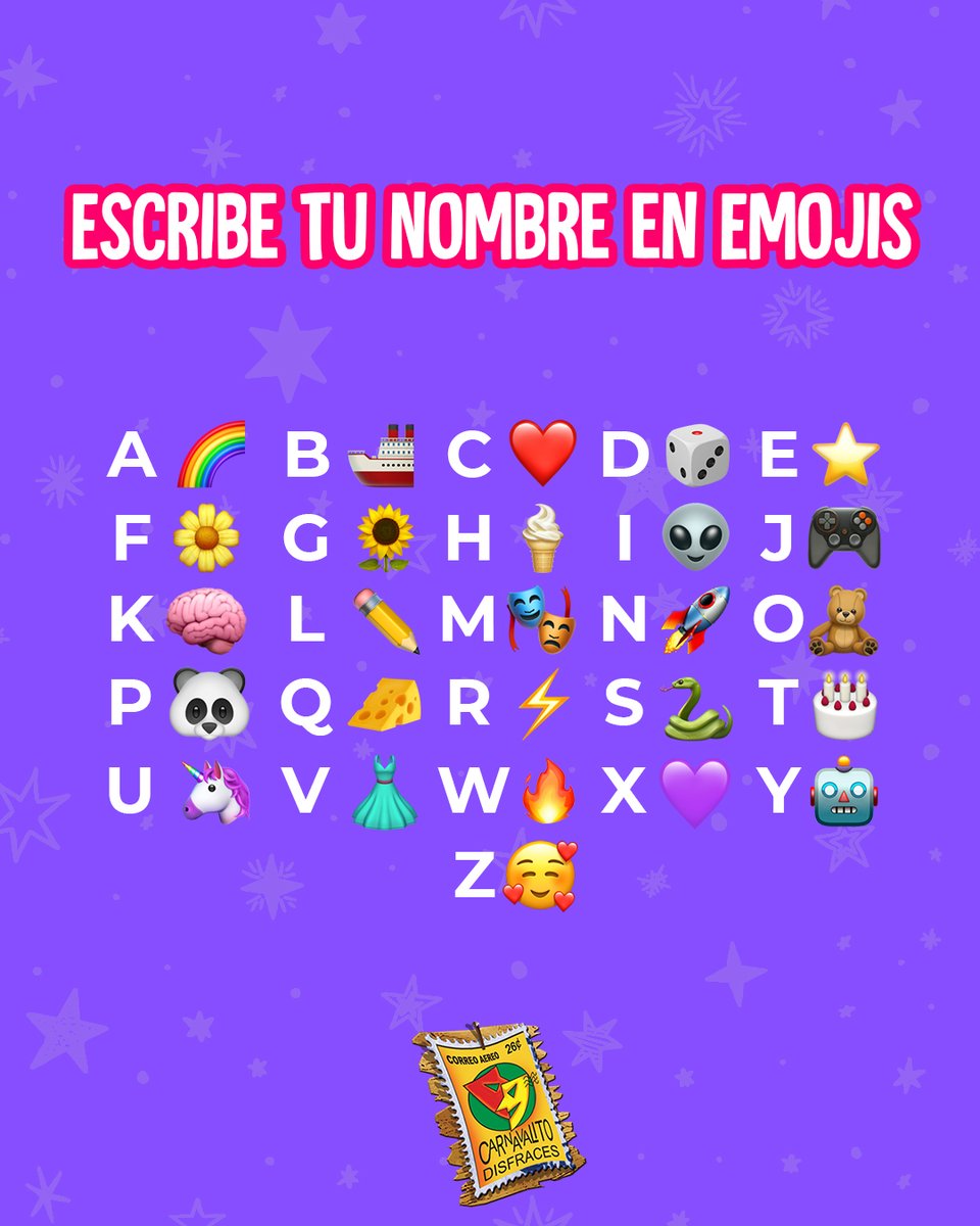 ¿Puedes escribir tu nombre en emojis?✨💟😍
¡Reta a tus pequeños a hacerlo! 👧
También te invitamos a visitar nuestra tienda online. Búscanos como Carnavalito en Mercado Libre.
#Disfraces #DisfracesCarnavalito #Carnavalito #VentadeDisfraces #Trivia https://t.co/PldYef5POP