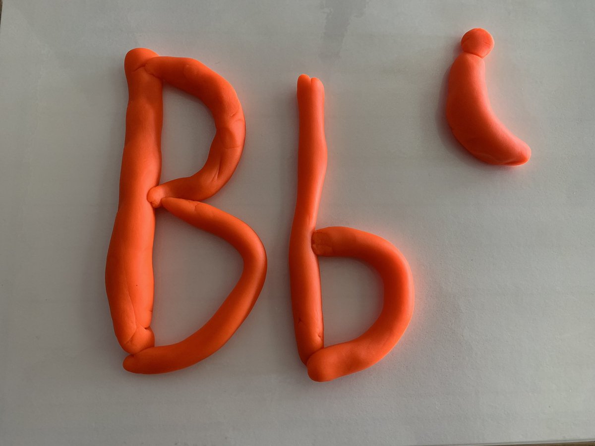 Play Doh has been the star of virtual k! Today we used it to form the letter Bb and things that start with Bb, like banana, ball, butterfly, book and bunny. We also use it to form our shape of the day! #playisimportant