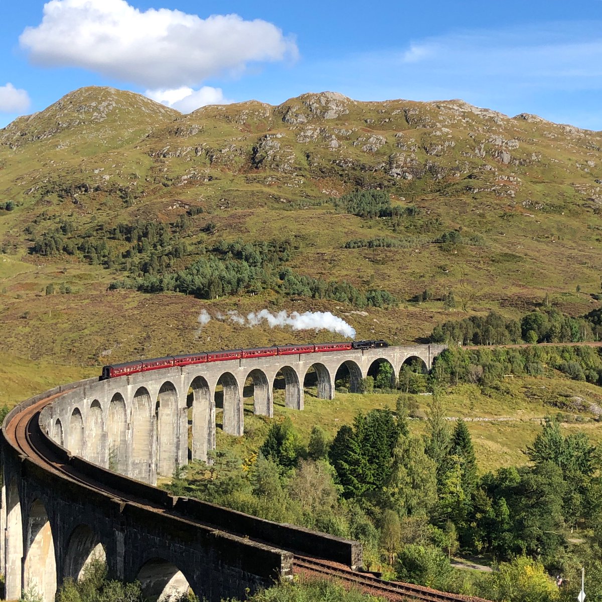 Another total treat of a day in Scotland 😍🤓⚡️ #glenfinnanviaduct#hogwartsexpress#jacobitesteamtrain