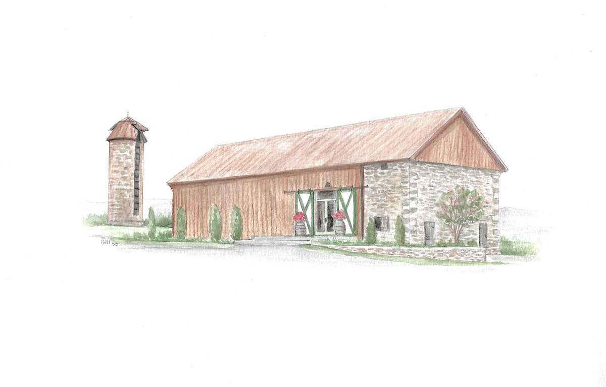 Love this picture of #heartstonebarn that was done for wedding invites!   Artist is kathrynjhumphreys.com