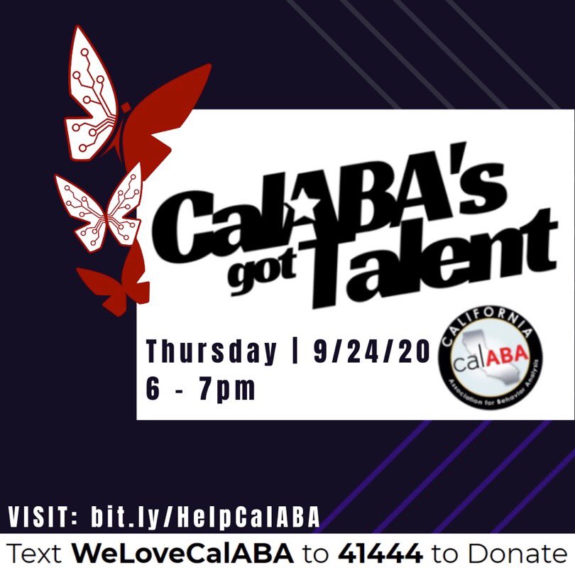KLab_CSUN's tweet image. Join us in support of CalABA’s recovery campaign. We are finalists in the live @calaba talent show tomorrow at 6-7 pm PST. Join the event, vote for your favorite act, and donate to this amazing association for behavior analysis by visiting this link: app.mobilecause.com/vf/GOTTALENT/F… ❣️