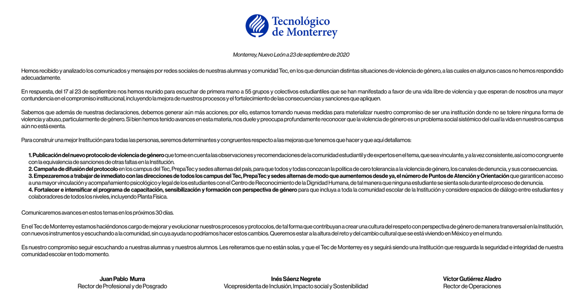 TecdeMonterrey's tweet photo. A nuestra comunidad https://t.co/vZLXz8Mslj